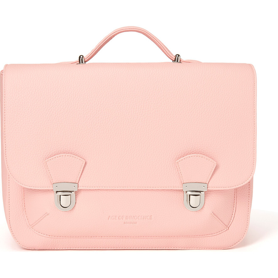 Boston Leather School Bag, Pink - Backpacks - 1