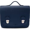 Boston Leather School Bag, Navy - Backpacks - 1 - thumbnail