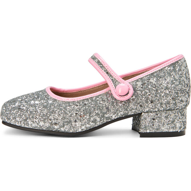 Agnese 2.0 Heeled 2-Colored Glitter Mary Jane Shoes, Silver & Pink