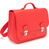 Boston Leather School Bag, Red - Backpacks - 3