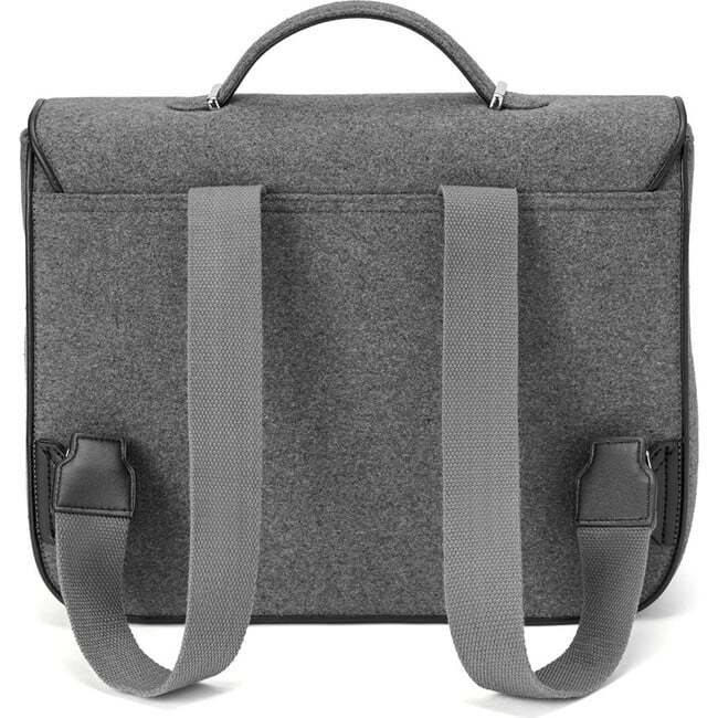 Boston Wool School Bag, Grey - Backpacks - 3