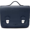 Boston Leather School Bag, Navy - Backpacks - 3