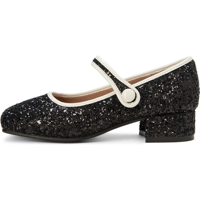 Agnese 2.0 Heeled 2-Colored Glitter Mary Jane Shoes, Black & White