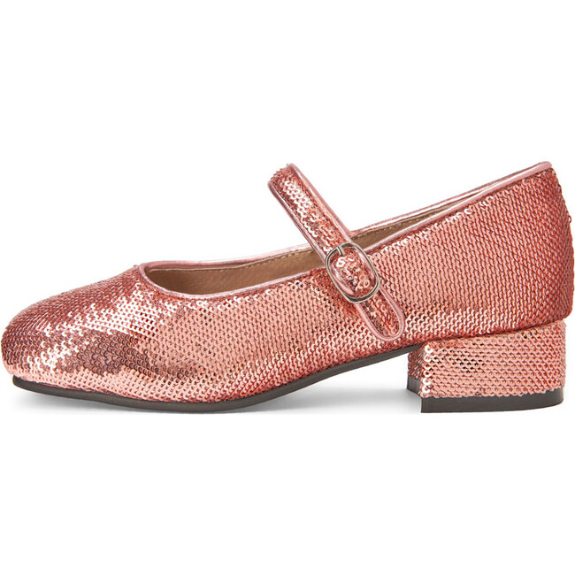 Agnese Heeled Sequins Mary Jane Shoes, Pink