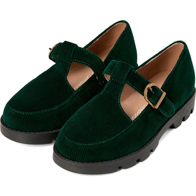 Berta Ribbed Velvet Mary Janes, Green - Mary Janes - 2