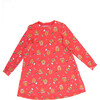 Gingerbread Long Sleeve Lounge Dress, Red - Dresses - 1 - thumbnail