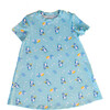 Hanukkah Penguins Short Sleeve Lounge Dress, Blue - Dresses - 1 - thumbnail