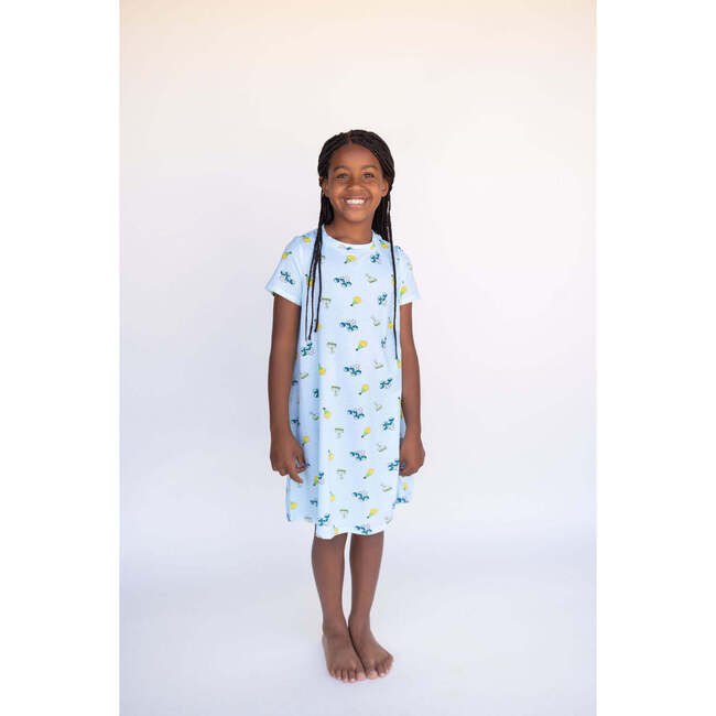 Birthday Treats Short Sleeve Lounge Dress, Blue - Dresses - 2