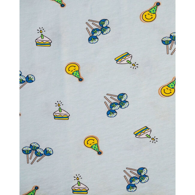 Birthday Treats Short Sleeve Lounge Dress, Blue - Dresses - 3