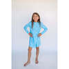 Hanukkah Penguins Long Sleeve Lounge Dress, Blue - Dresses - 2