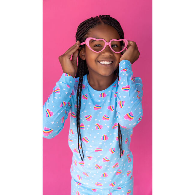 Rainbow Hearts PJ, Blue - Pajamas - 5