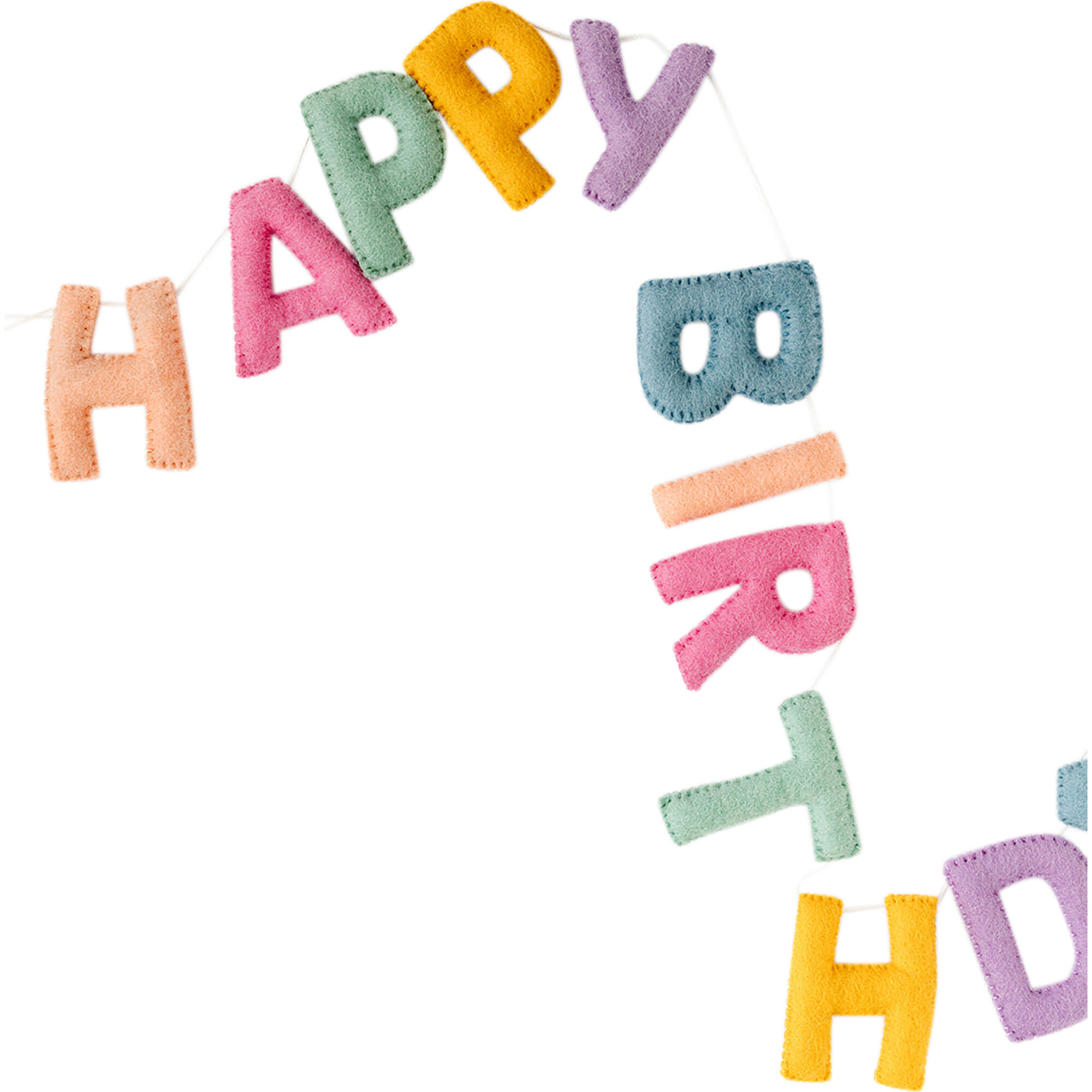 Felt Happy Birthday Garland, Pastel - Party Accessories - 1