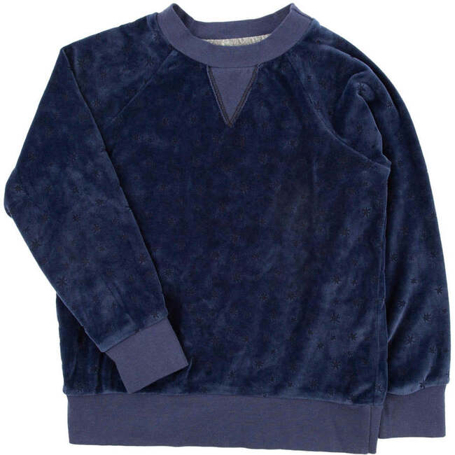 Iggy Velour Long Raglan Sleeve Pullover, Blue Moon
