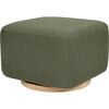 Kiwi Gliding Ottoman, Olive Boucle With Light Wood Base - Ottomans - 1 - thumbnail