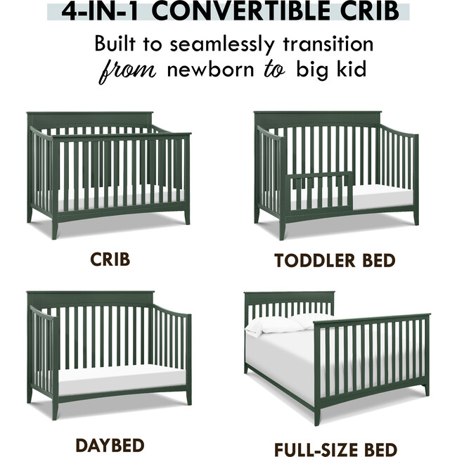 Grove 4-in-1 Convertible Crib, Forest Green - Cribs - 3