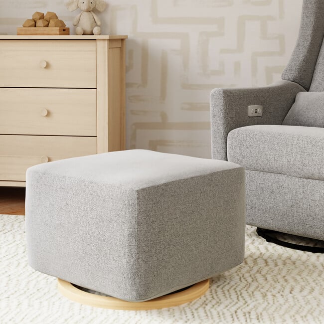 Kiwi Gliding Ottoman, Performance Grey Eco-Weave With Light Wood Base - Ottomans - 3