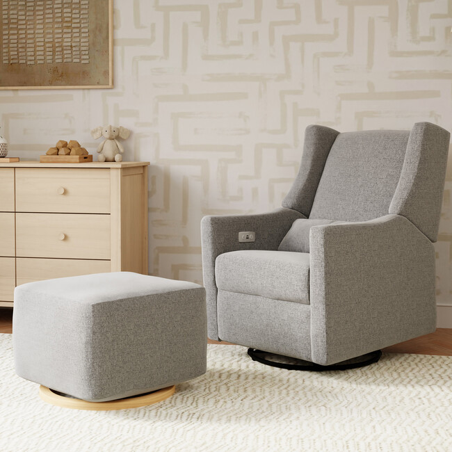 Kiwi Gliding Ottoman, Performance Grey Eco-Weave With Light Wood Base - Ottomans - 5