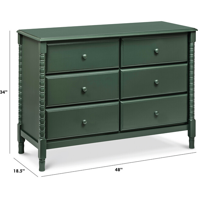 Jenny Lind Spindle 6-Drawer Dresser, Forest Green - Dressers - 7