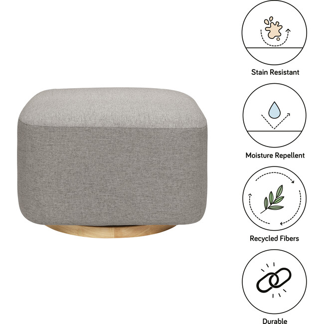 Kiwi Gliding Ottoman, Performance Grey Eco-Weave With Light Wood Base - Ottomans - 8