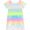 Striped Sequin Short Sleeve Dress, Rainbow - Dresses - 1 - thumbnail