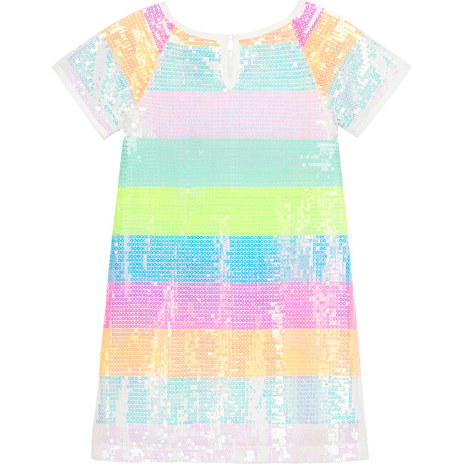 Striped Sequin Short Sleeve Dress, Rainbow - Dresses - 2