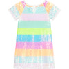 Striped Sequin Short Sleeve Dress, Rainbow - Dresses - 2