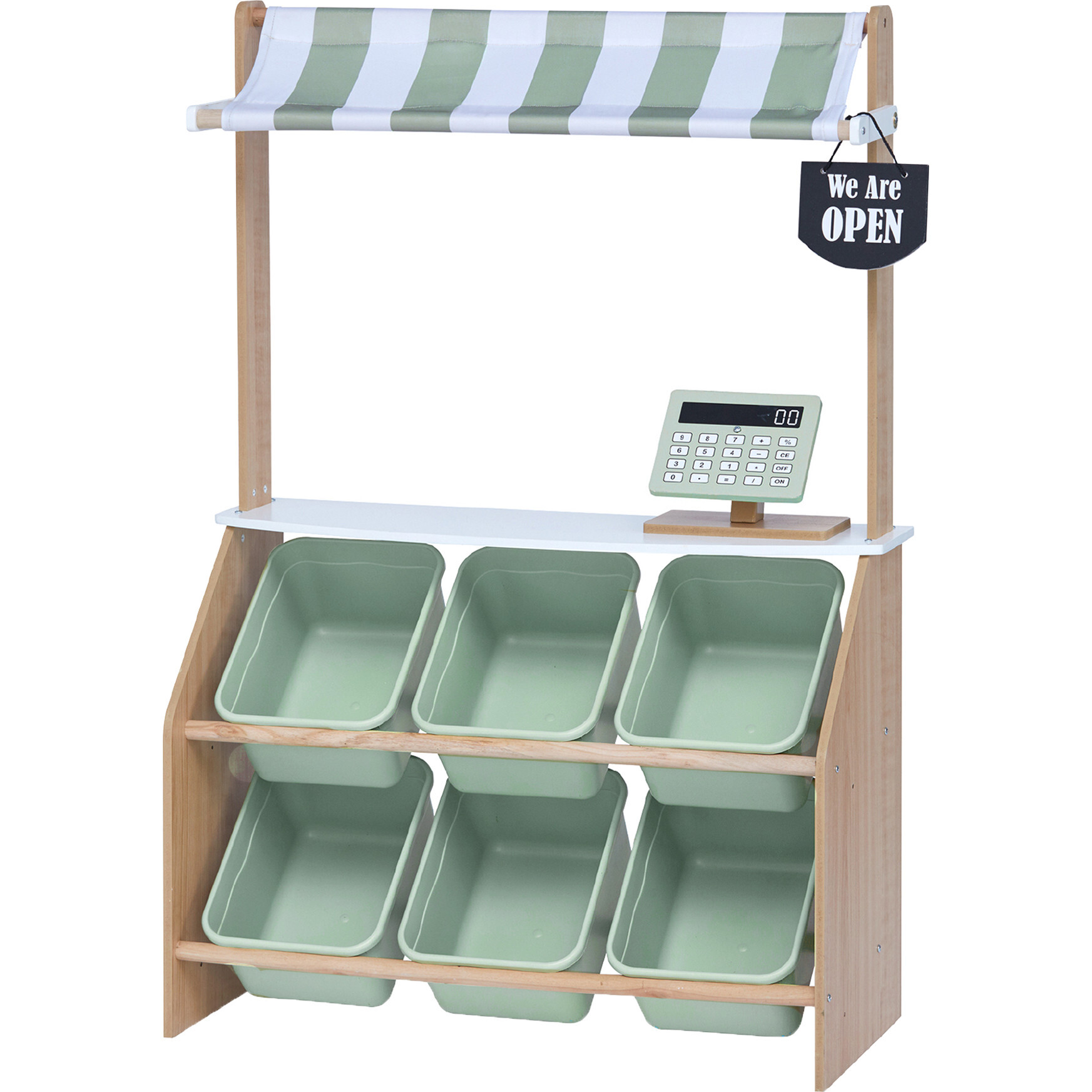Little Helper Market Play Stand Play Kitchen , Olive Green - Play Kitchens - 1