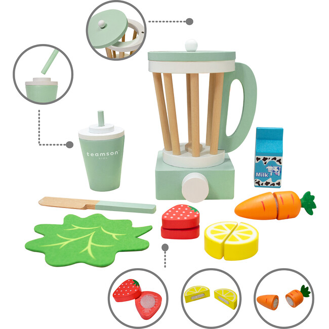 Little Chef Frankfurt Wooden Blender Play Kitchen Accessories, Green - Play Food - 3