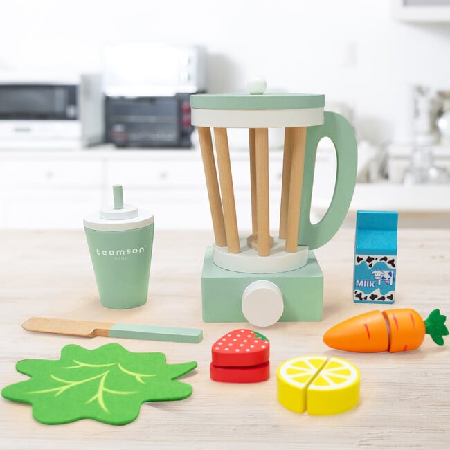 Little Chef Frankfurt Wooden Blender Play Kitchen Accessories, Green - Play Food - 4