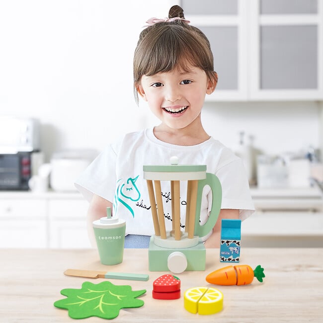 Little Chef Frankfurt Wooden Blender Play Kitchen Accessories, Green - Play Food - 6