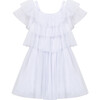 Tiered Mesh Dress, White - Dresses - 1 - thumbnail