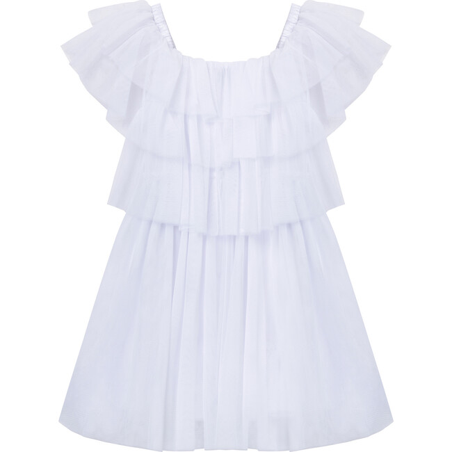 Tiered Mesh Dress, White - Dresses - 2