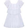 Tiered Mesh Dress, White - Dresses - 2