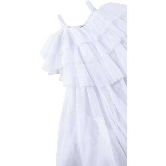 Tiered Mesh Dress, White - Dresses - 3