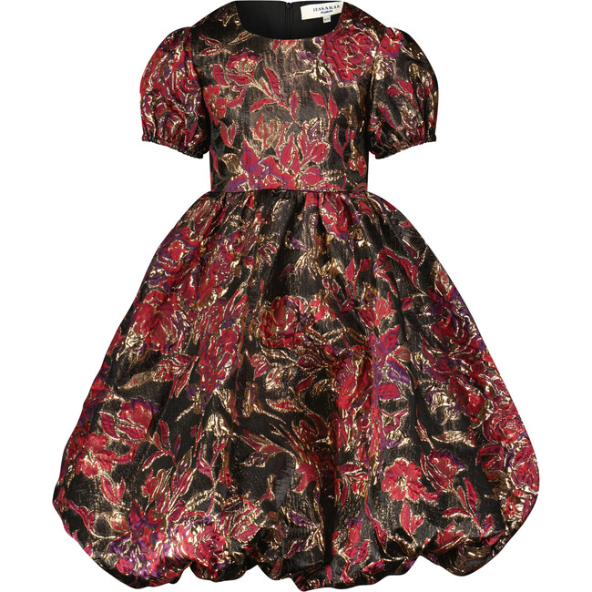Girls Mila Floral Print Dress, Black & Red