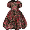 Girls Mila Floral Print Dress, Black & Red - Dresses - 1 - thumbnail