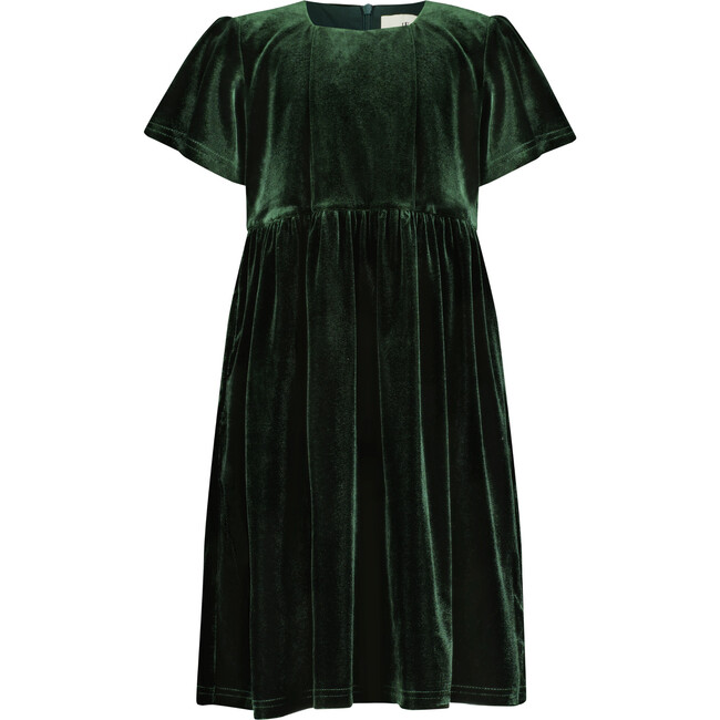 Girls Riverwood Velvet Dress, Dark Green