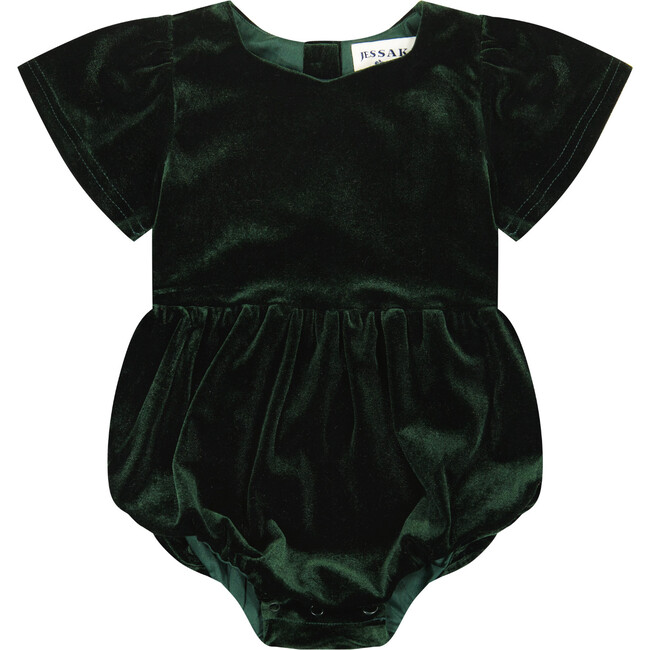 Baby Riverwood Velvet Romper, Dark Green