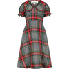 Girls Heidi Plaid Large Peter Pan Collar Dress, Green - Dresses - 1 - thumbnail
