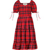 Girls Clara Plaid 3-Tiered Smock Dress, Red - Dresses - 1 - thumbnail