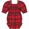 Baby Clara Plaid Smock Romper, Red - Rompers - 1 - thumbnail