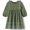 Kate Embroidered Plein Air Eyelet Long Sleeve Dress, Oil Green - Dresses - 1 - thumbnail