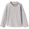 Grayson Rounded Wide Colar Button Down Shirt, Powder Plaid - Shirts - 1 - thumbnail