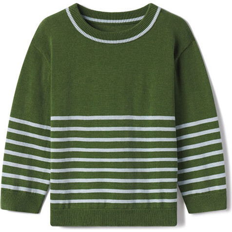 Cooper Contrast Stripe Drop shoulder Sweater, Frosted Moss