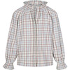 Women's Harper V-Neck Button-Down Top, Powder Plaid - Blouses - 1 - thumbnail
