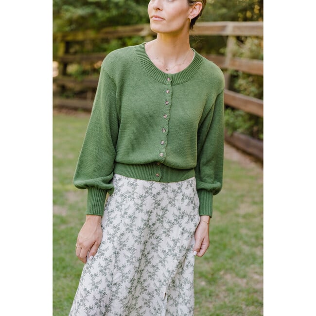 Women's Jen Ribbed Scoop Neck Cardigan, Moss