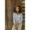 Women's Harper V-Neck Button-Down Top, Powder Plaid - Blouses - 2