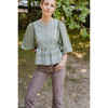 Women's Mallie Embroidered Icicle Billow Sleeve Top, Oil Green - Blouses - 2