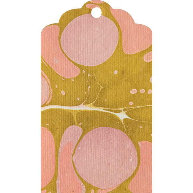 Pink & Green Stone Marbled Tags, Set of 12