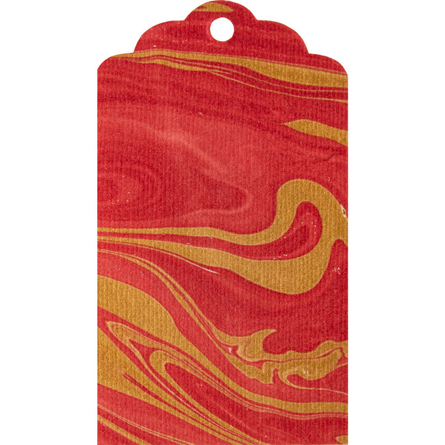Red & Gold Vein Marbled Tags, Set of 12